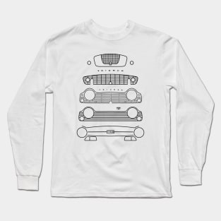 Triumph TR evolution classic 1950s-1960s British sports cars black outline graphic Long Sleeve T-Shirt